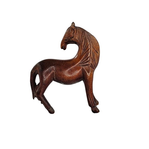 Vintage Wood Carved Horse Looking Back Miniature Figurine Folk Art - Picture 5 of 8